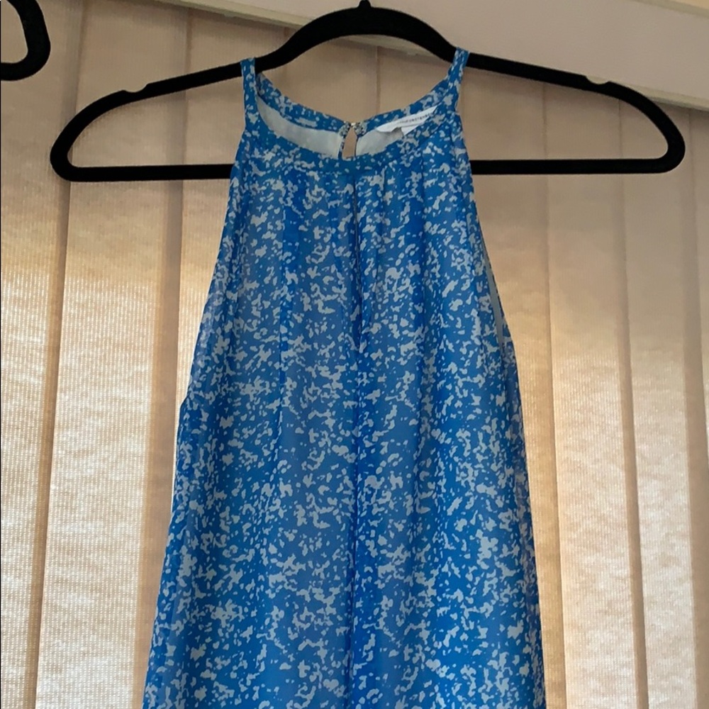 DVF blue and white keyhole dress